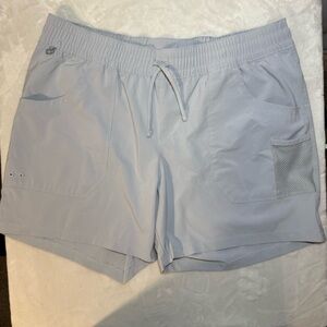 Columbia PFG Mens Large Gray Fishing Shorts Elastic Waist